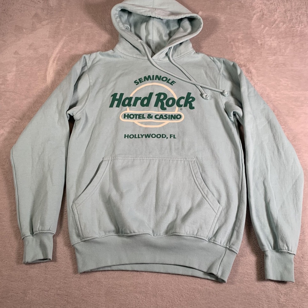 Hard Rock Hoodie Mens Medium Green Seminole Hotel & Casino Hollywood FL Graphic‎